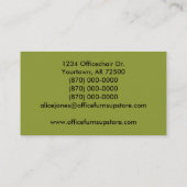 Carte de visite du mobilier de bureau, vert olive (Dos)