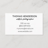 Carte de visite du photographe de la faune de Bald (Dos)