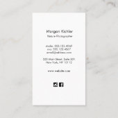 Carte de visite du photographe de la nature de la (Dos)