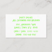 Carte de visite du planificateur de bannières colo (Dos)