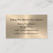 Carte de visite du planificateur d'événements Mari (Dos)