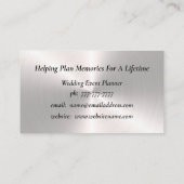 Carte de visite du planificateur d'événements Mari (Dos)