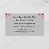 Carte de visite du planificateur d'événements rose (Dos)
