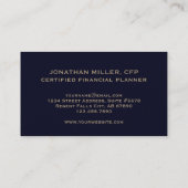 Carte de visite du planificateur financier bleu et (Dos)