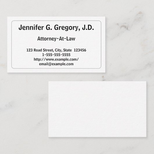 Carte de visite du procureur professionnel (Devant / Derrière)