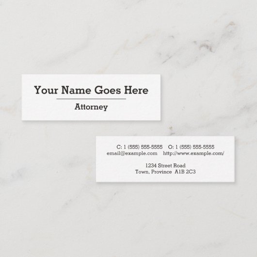 Carte de visite du procureur professionnel (Devant / Derrière)