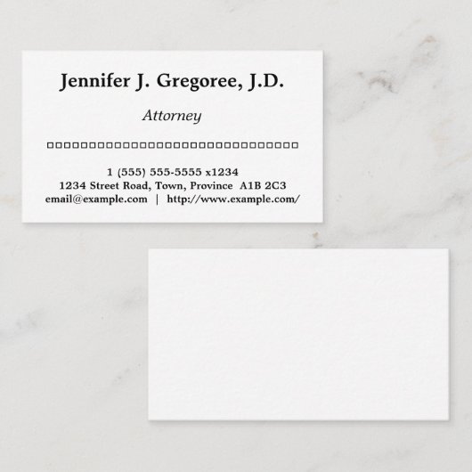 Carte de visite du procureur propre et de base (Devant / Derrière)