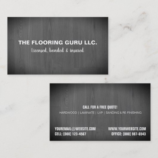 Carte de visite du programme d'installation du sol (Devant / Derrière)