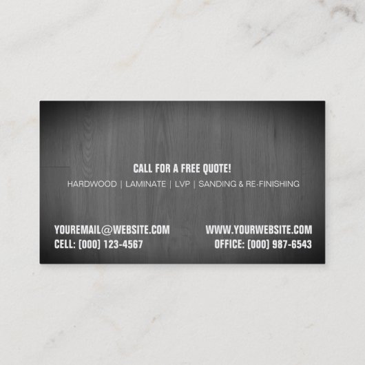 Carte de visite du programme d'installation du sol (Dos)