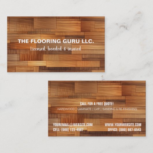 Carte de visite du programme d'installation du sol (Devant / Derrière)