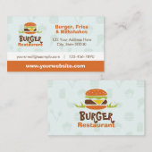 Carte de visite du restaurant Burger (Devant / Derrière)