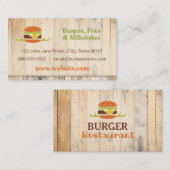 Carte de visite du restaurant Burger (Devant / Derrière)