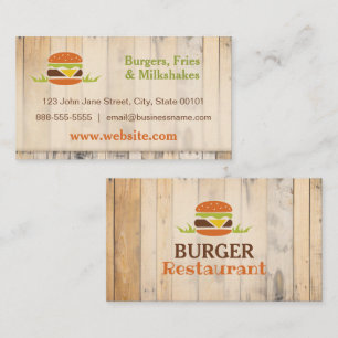 Carte de visite du restaurant Burger