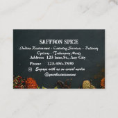 Carte de visite du restaurant indien (Dos)