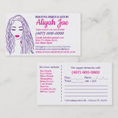 Carte de visite du salon de coiffure afro-américai (Devant / Derrière)