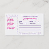 Carte de visite du salon de coiffure afro-américai (Dos)