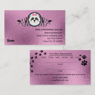 Carte de visite du salon de toilettage de chien