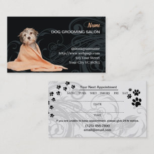 Carte de visite du salon de toilettage de chien