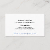 Carte de visite du service de filtration d'eau (Dos)