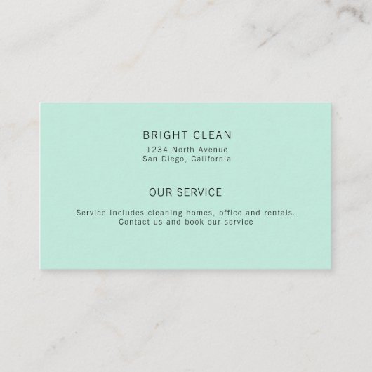 Carte de visite du service de nettoyage écologique (Dos)
