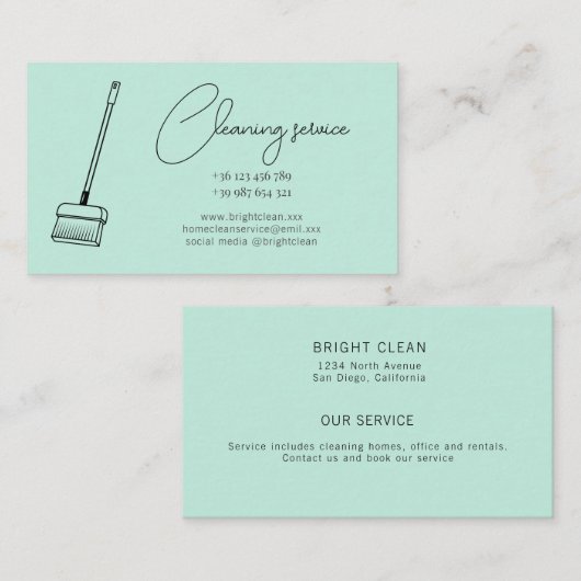 Carte de visite du service de nettoyage écologique (Devant / Derrière)