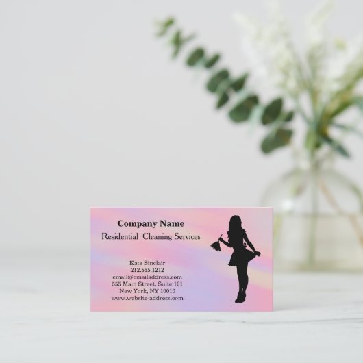 Carte de visite du service de nettoyage profession (Debout devant)