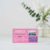 Carte de visite du service de nettoyage rose et vi (Debout devant)