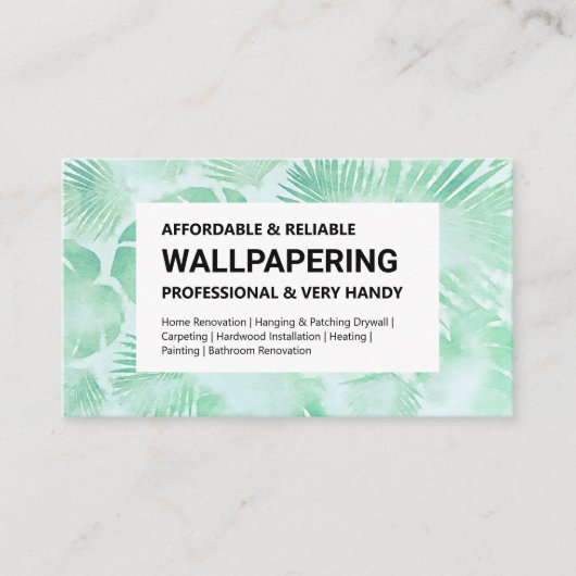 Carte de visite du service de papier peint - Vert  (Devant)