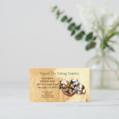 Carte de visite du service de pose pour animaux (Debout devant)