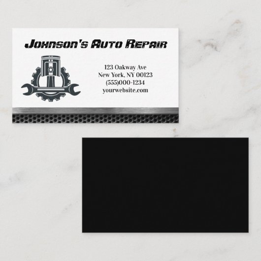 Carte de visite du service de réparation mécanique (Devant / Derrière)