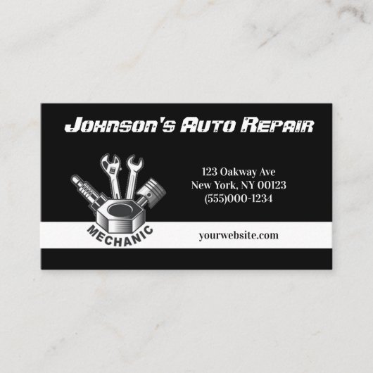 Carte de visite du service de réparation mécanique (Devant)