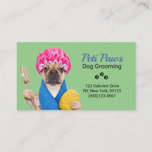 Carte de visite du service de toilettage de chiens