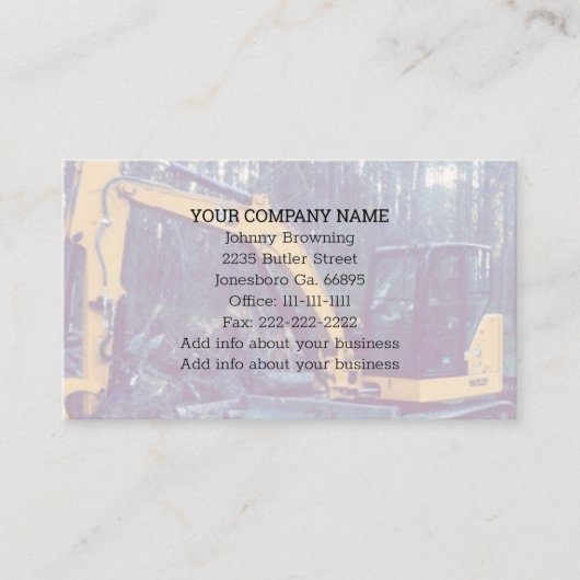 Carte de visite du service d'excavation (Devant)