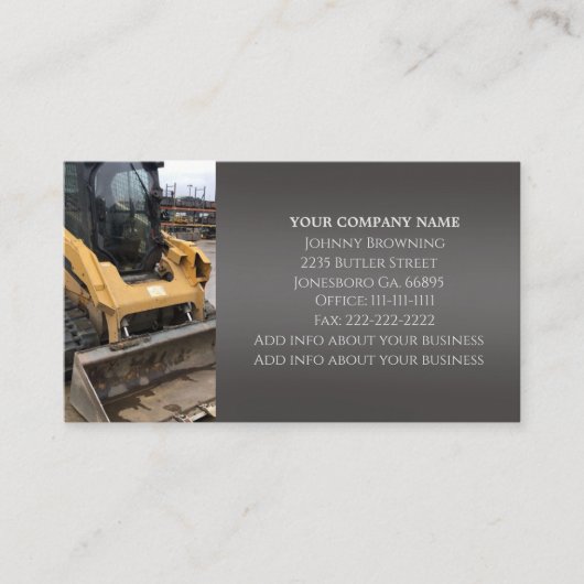 Carte de visite du service d'excavation (Devant)