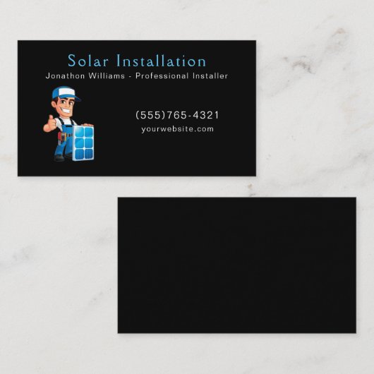 Carte de visite du service d'installation d'énergi (Devant / Derrière)