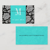 Carte de visite du site Web Mariage damassé turquo (Devant / Derrière)