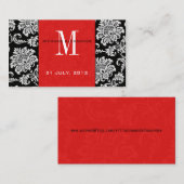 Carte de visite du site Web Red Mariage damassé (Devant / Derrière)