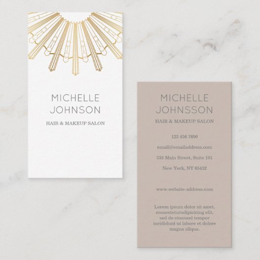 Carte de visite du soleil d'art déco (Devant / Derrière)