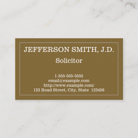 Carte de visite du Solliciteur professionnel et de (Devant)