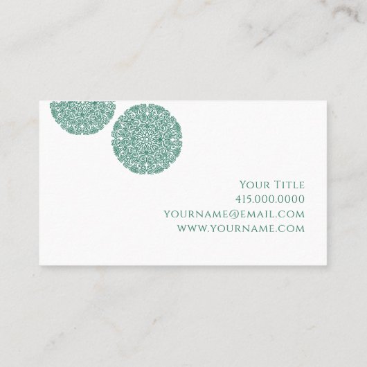 Carte de visite du symbole vert de l'univers Manda (Dos)