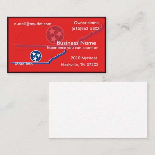 Carte de visite du Tennessee (Devant / Derrière)