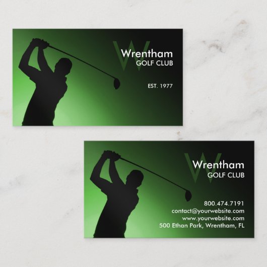 Carte de visite du terrain de golf (Devant / Derrière)
