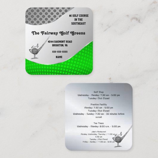 Carte de visite du terrain de golf (Devant / Derrière)