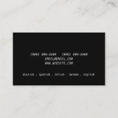 Carte de visite du traducteur interprète World Fla (Dos)