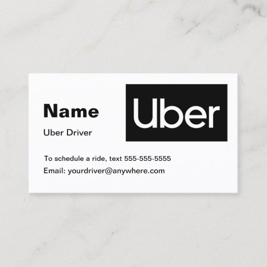 Carte de visite d'Uber (Devant)
