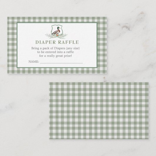 Carte De Visite Duck DIaper Raffle (Devant / Derrière)
