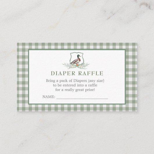 Carte De Visite Duck DIaper Raffle (Devant)