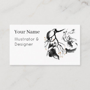 Carte De Visite Duel de samouraïs & carpe koï : Art Zen Sumi-e