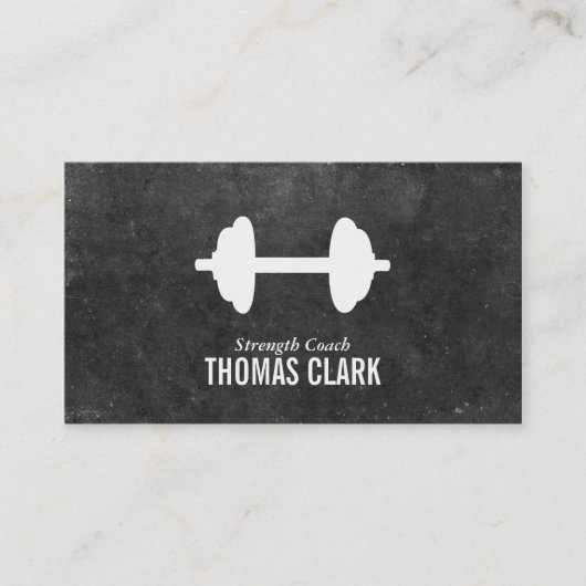 Carte De Visite Dumbbell | Formateur personnel (ardoise) (Devant)