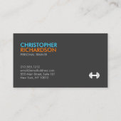 Carte De Visite Dumbbell Logo Fitness Personal Trainer Orange/Blue (Dos)